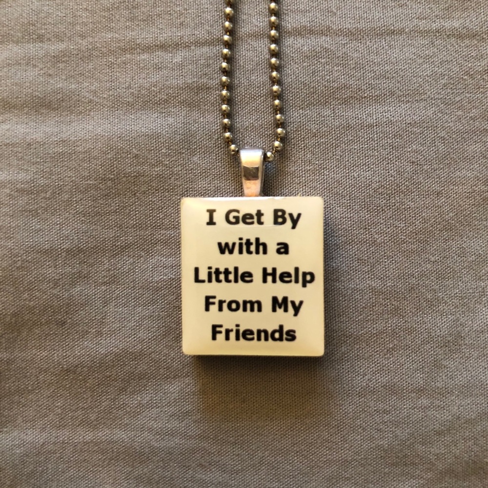 Scrabble Tile Necklace with Quote